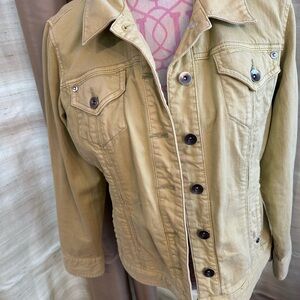 Chico’s platinum, chartreuse, denim jacket size medium with pockets
